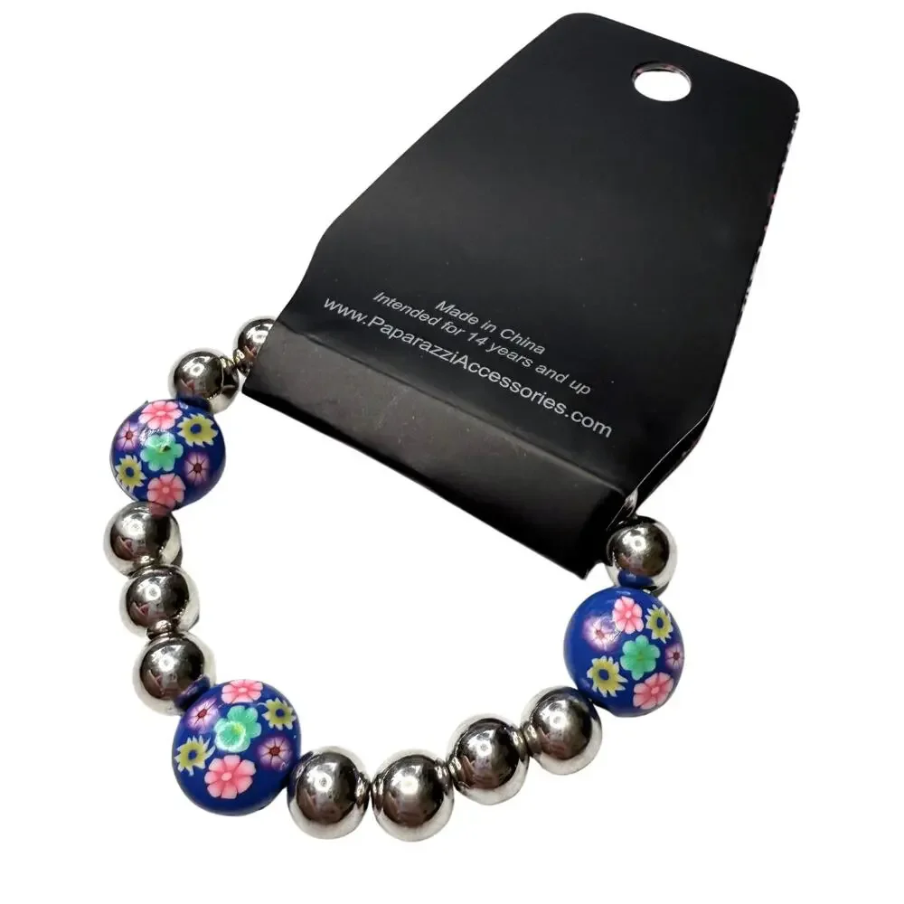 Paparazzi Beaded Floral Stretch Starlet Shimmer Bracelet Multicolor Jewelry New